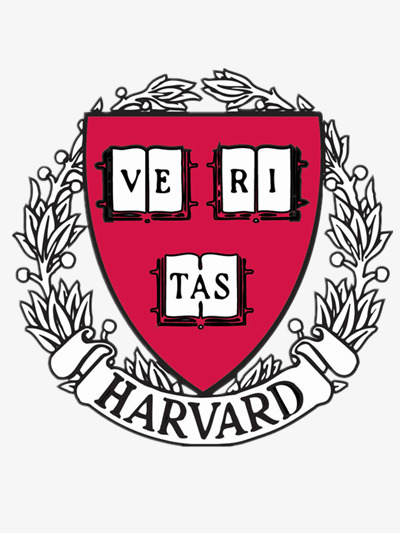 A red and white logo of harvard university.