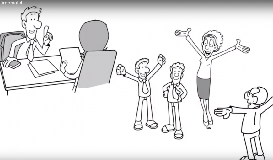 A cartoon of people in different poses.
